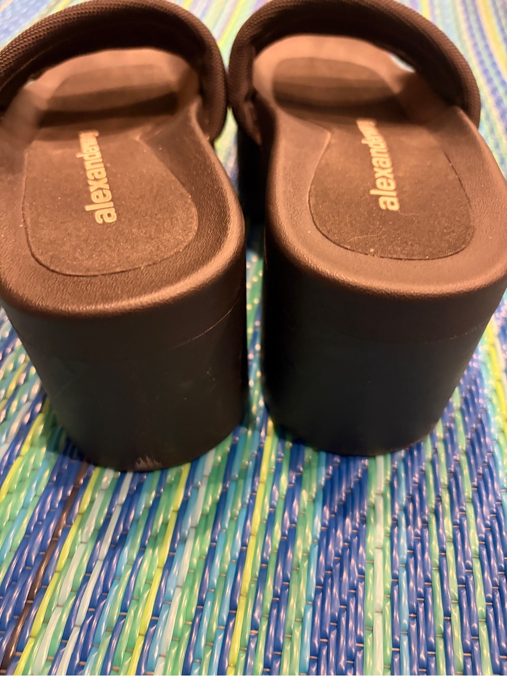 Alexander Wang Black Slide Sandals with White Logo - Picture 4 of 5